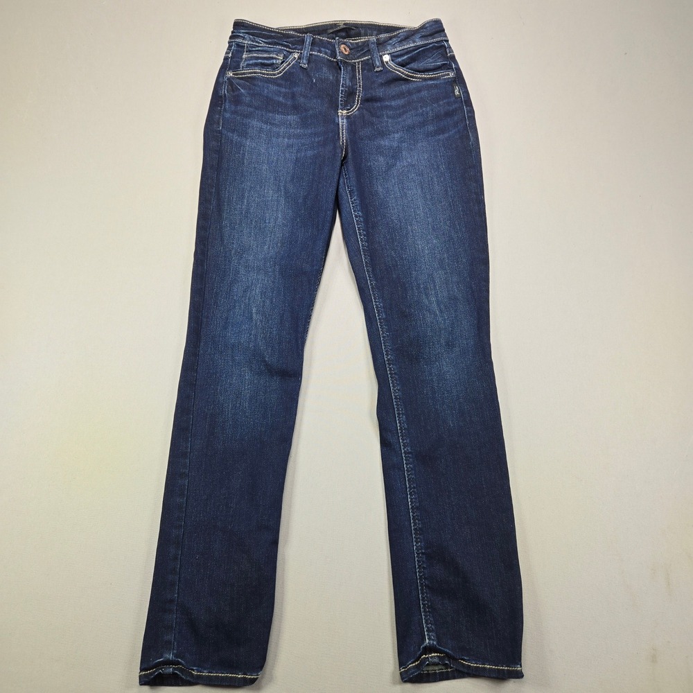 Silver Jeans Co Avery Straight Dark Wash High Rise Denim Blue Womens W28 L30